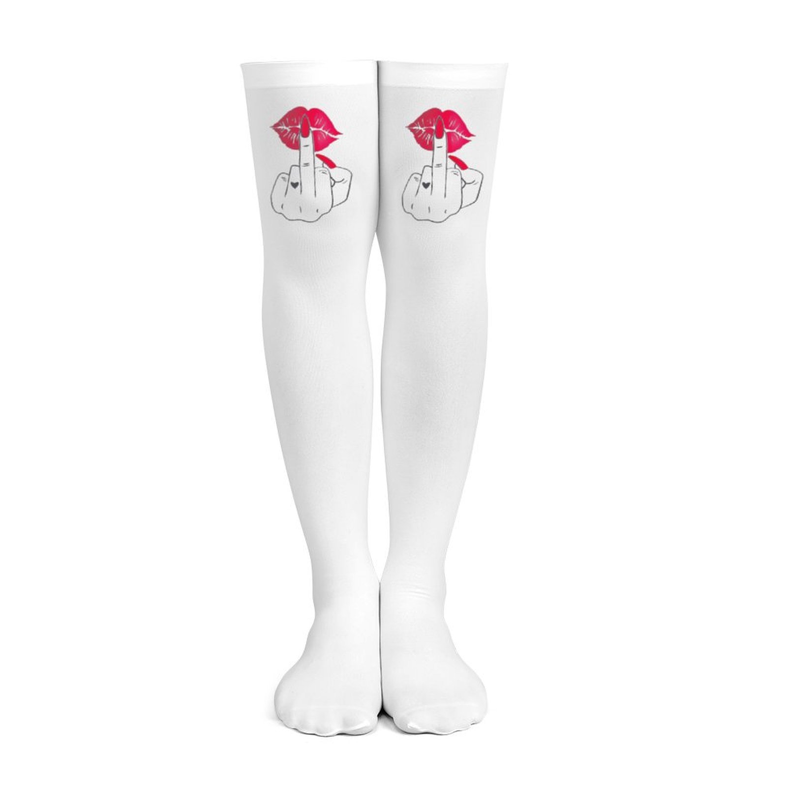 Knee High Sock Women - Kaos kaki wanita putih dengan motif