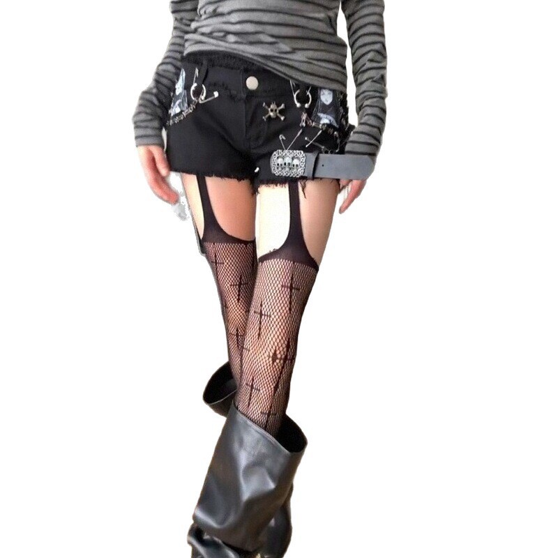 Stoking Jaring Hitam Ultra Tip - Thigh High Sock Stay Up ulasan dan harga