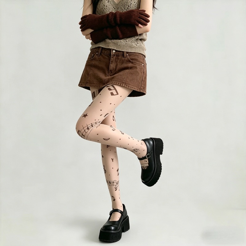 Y2K Pantyhose Tipis Motif Not  - Tights Pantyhose Sheer ulasan dan harga