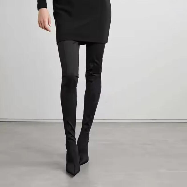 Sepatu Boots Stiletto Tinggi M - Knee High Sock Women ulasan dan harga