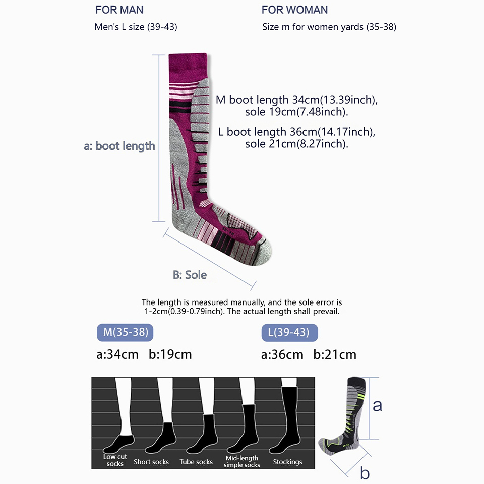 GTUBIKE 1 Pasang Kaos Kaki Ski - Wool Hiking Sock ulasan dan harga