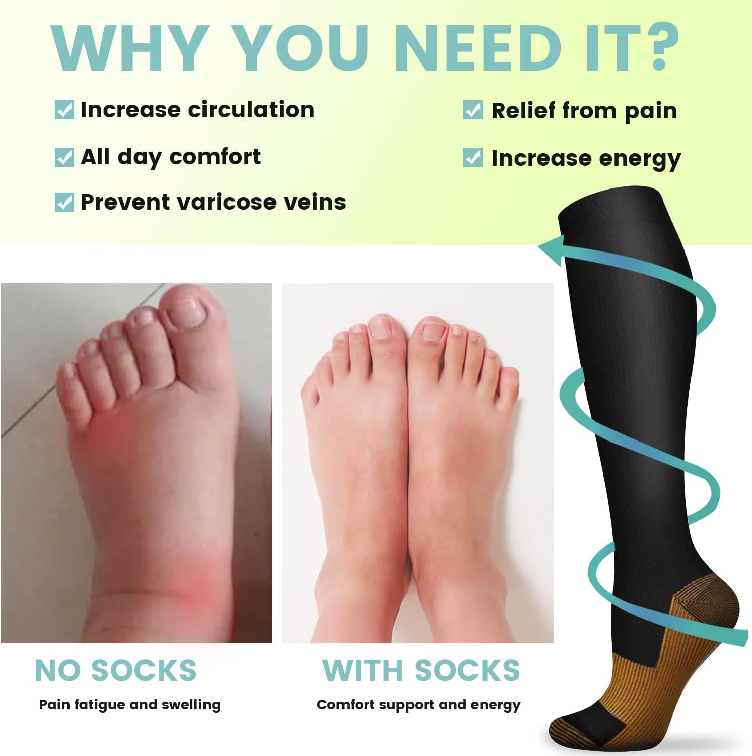 6 Pasang Kaus Kaki Kompresi Te - Compression Sock Medical ulasan dan harga