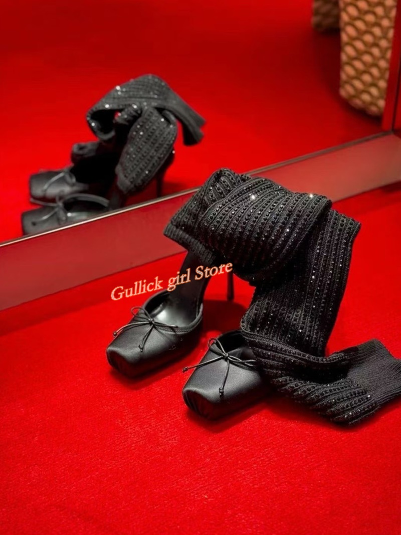 Sepatu Boots Rajut Merah Model - Knee High Sock Women ulasan dan harga