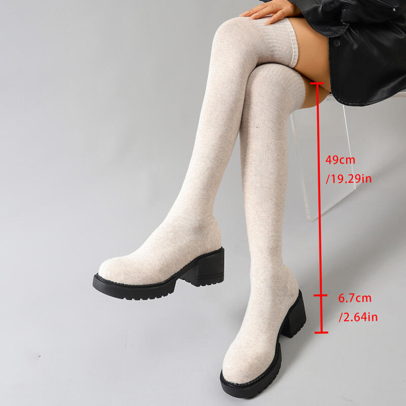 Sepatu Boots Platform Tebal Se - Knee High Sock Women ulasan dan harga