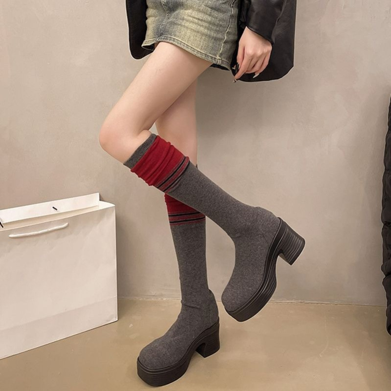 Sepatu Boots Rajut Wanita Gaya - Knee High Sock Women ulasan dan harga